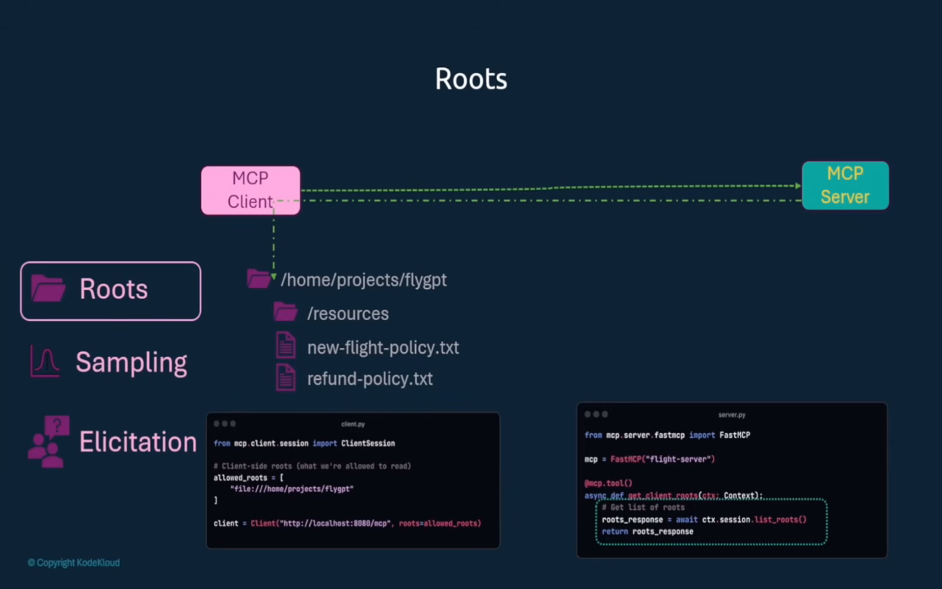 MCP Roots - client sets allowed paths, server requests the list